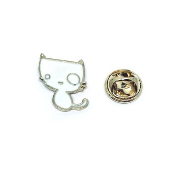 White Cat Pin Badge