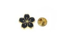 Black Flower Enamel Pin Badge