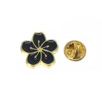 Black Flower Enamel Pin Badge