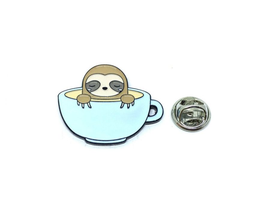 Baby Sloth Sleeping in Teacup Pin