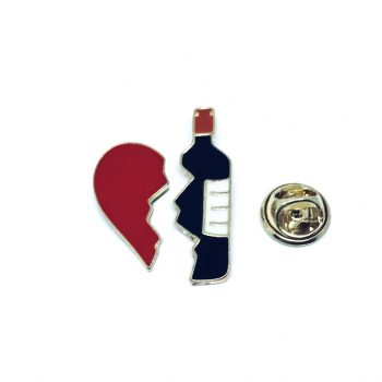 Half Heart Wine Bottle Enamel Pin