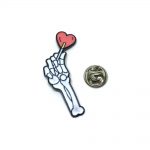 Skeleton Hand Heart Enamel Pin