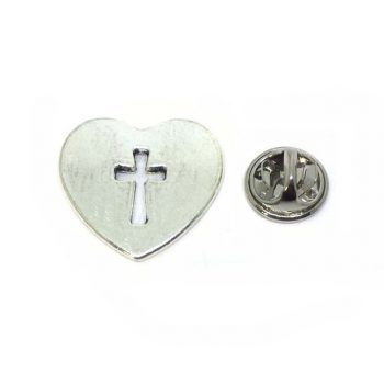 Heart Cross Lapel Pin