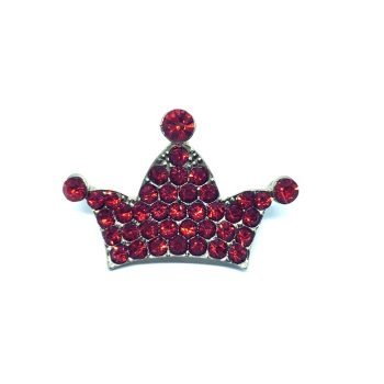 Red Rhinestone Crown Brooch