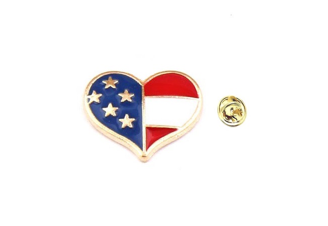 USA Flag Heart Pin