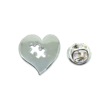 Silver Autism Heart Pin