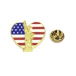 Statue Of Liberty USA Flag Heart Pin
