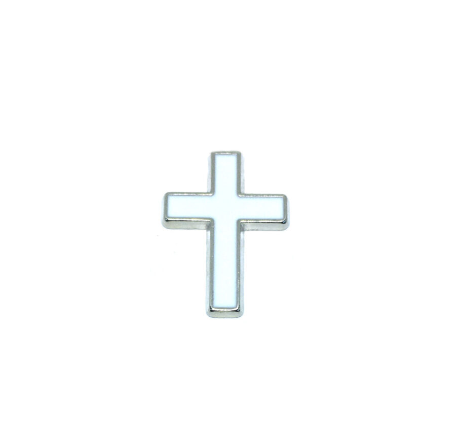 White Cross Enamel Pin