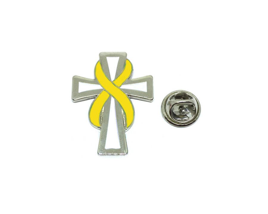 Yellow Ribbon Cross Pin