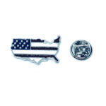 Patriotic United State Shape Flag Pin