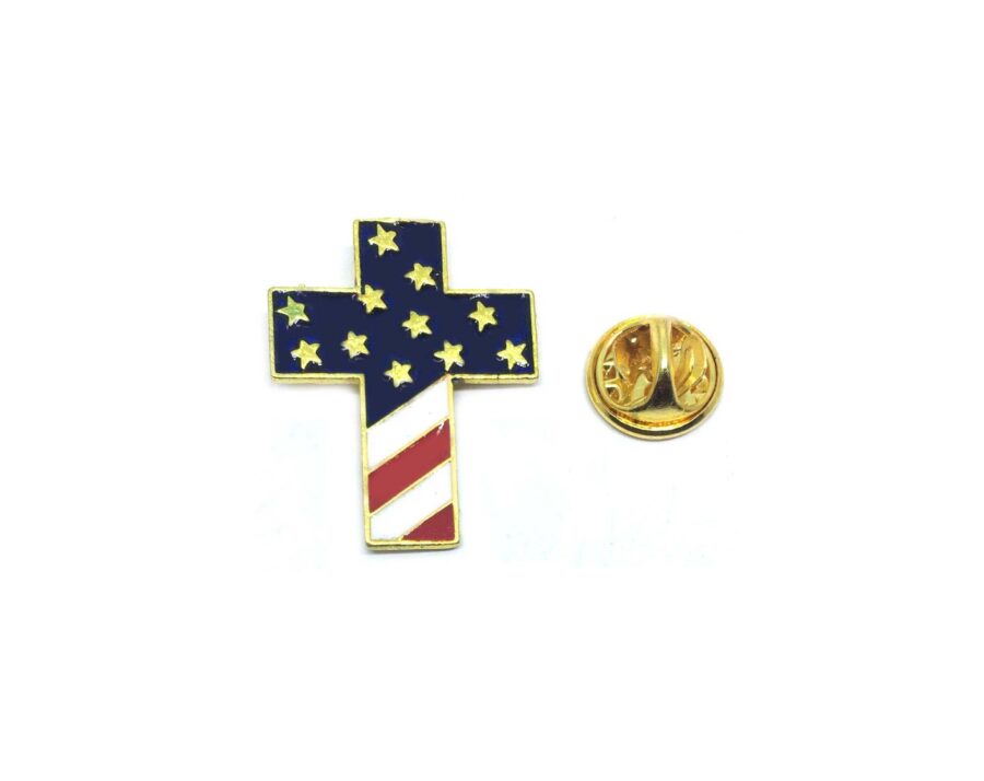 Patriotic American Flag Cross Pin