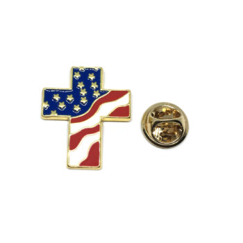 Patriotic American Flag Cross Lapel Pin