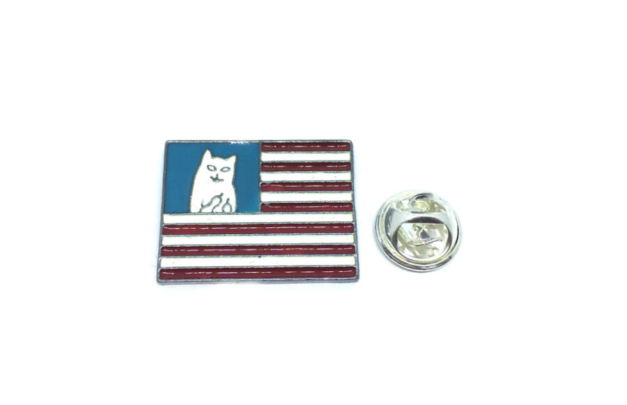 Patriotic American Flag Cat Pin