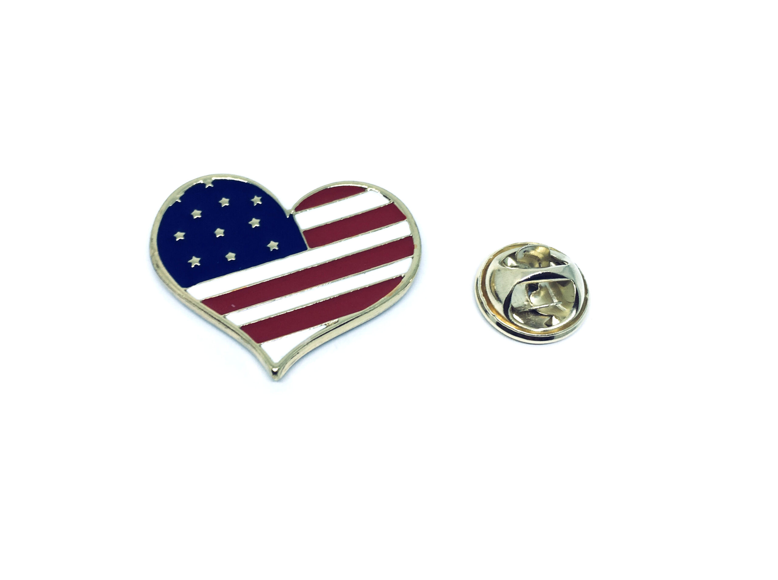 Heart Shaped USA Flag Pin