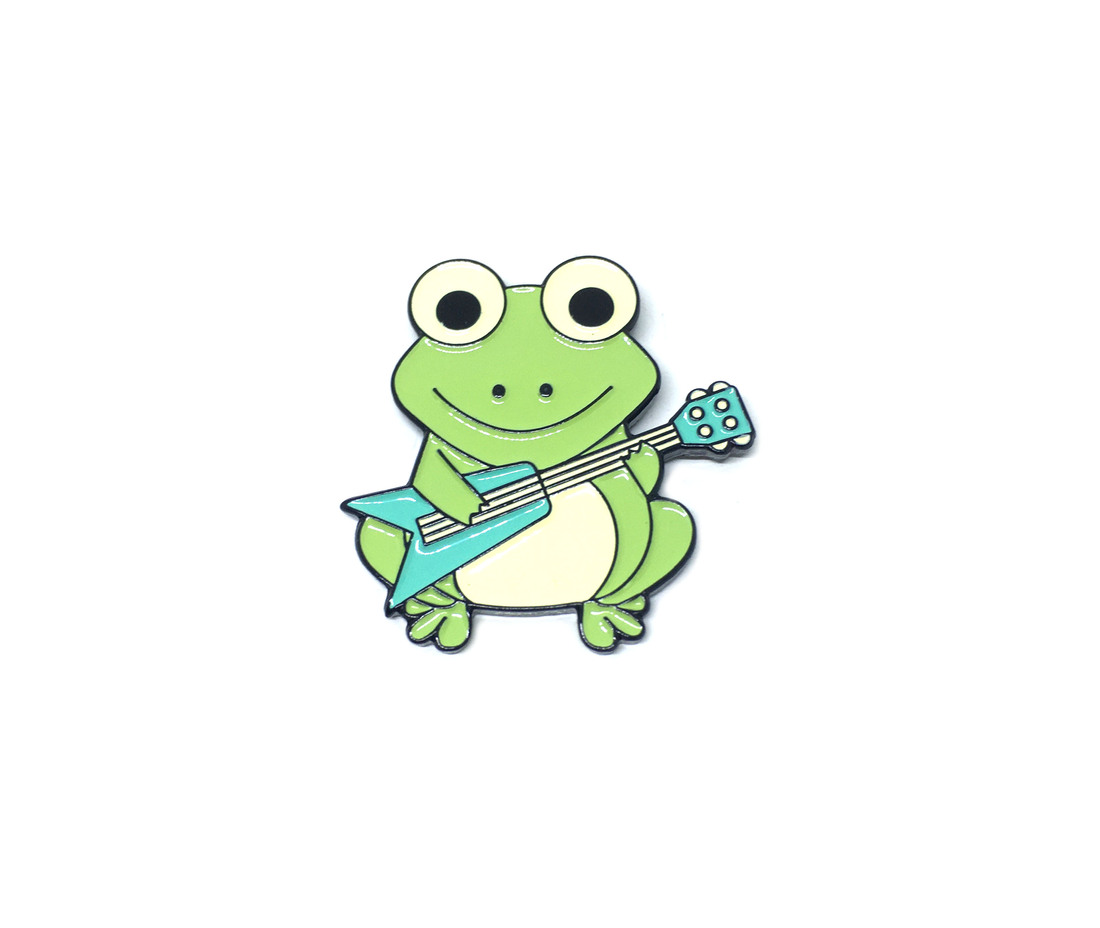 Cartoon Frog with Guitar Pin
