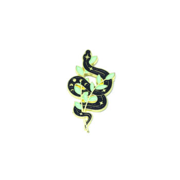 Snake with Leaf Enamel Pin