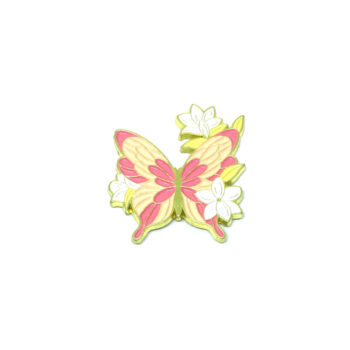 Flower and Cute Butterfly Enamel Pin
