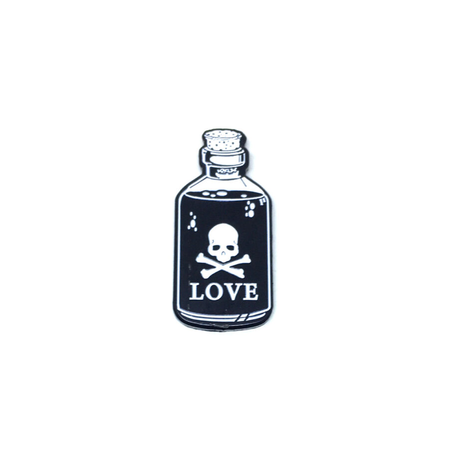 Poison Love Bottle Skull Enamel Pin
