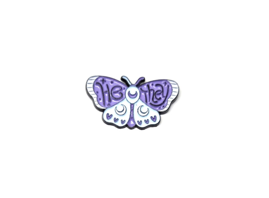 Her They Butterfly Pronoun Pin
