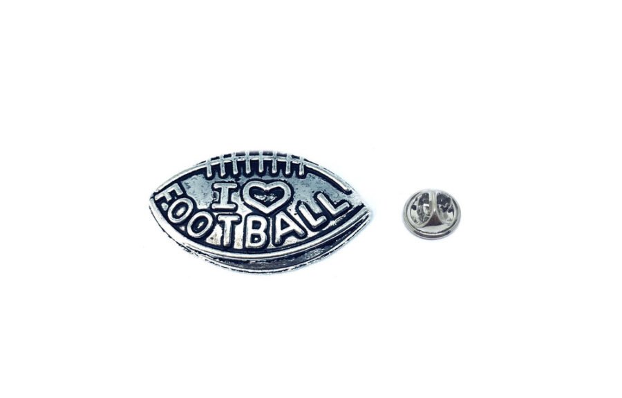 Pewter I Love Football Pin