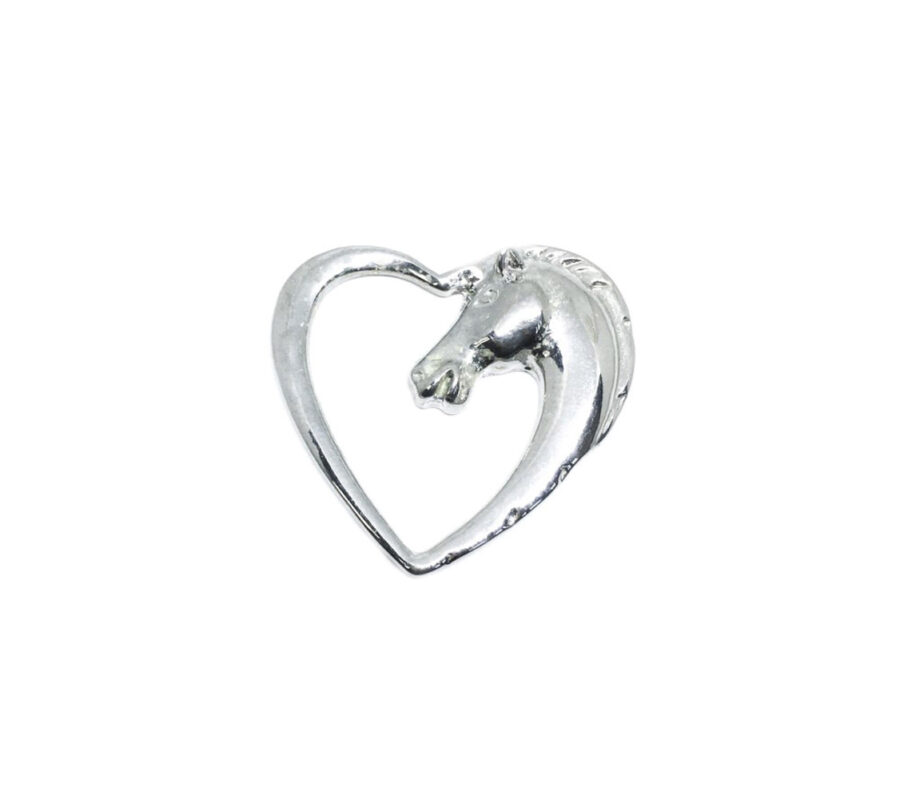 Pewter Heart Horse Head Pin