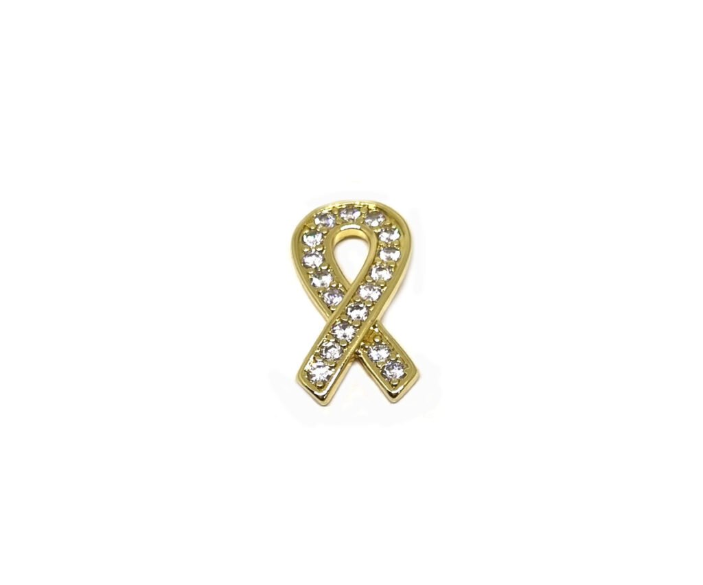 Rhinestone Gold Ribbon Pin FINOX