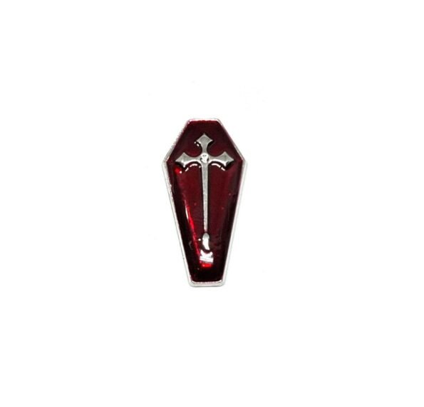 Red Enamel Cross Pin in silver