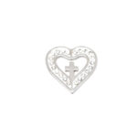 Rhinestone Heart Cross Pin