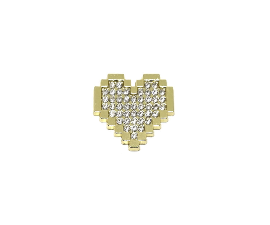 Rhinestone Pixel Heart Pin