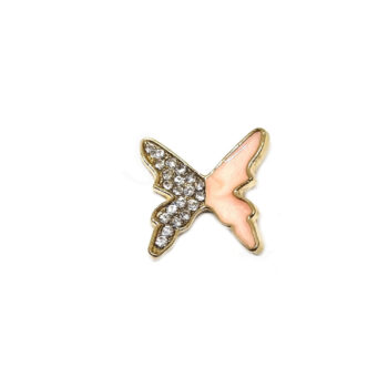 Rhinestone and Pink Enamel Butterfly Pin