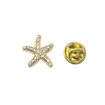 Rhinestone Starfish Pin Badge