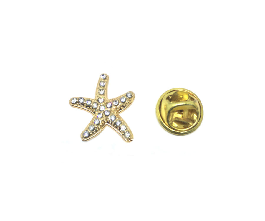 Rhinestone Starfish Pin Badge