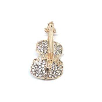 Rhinestone Violin Pin