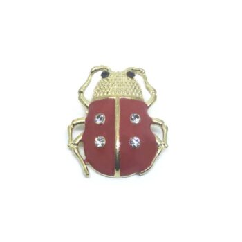 Rhinestone Ladybug Enamel Pin