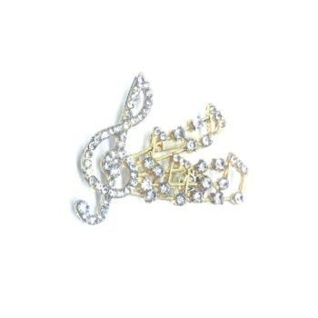 Rhinestone Music Note Brooch