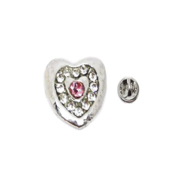 Rhinestone Heart Pin Badge