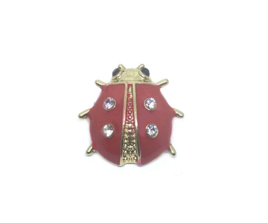Rhinestone Red Ladybug Pin