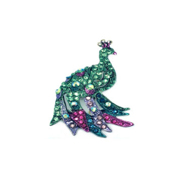 Rhinestone Peacock Brooch Pin