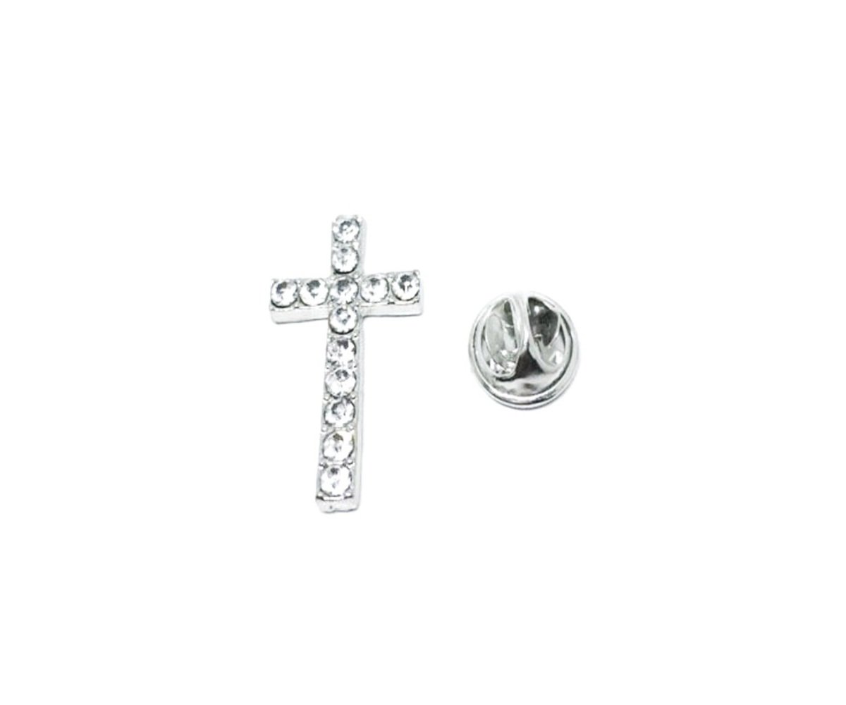 Rhinestone Cross Lapel Pin FINOX