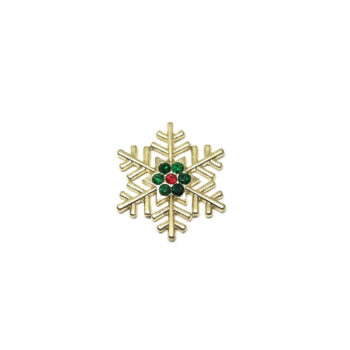 Green Rhinestone Snowflake Pin