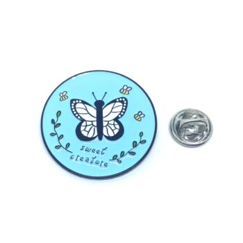 Blue Butterfly Round Pin