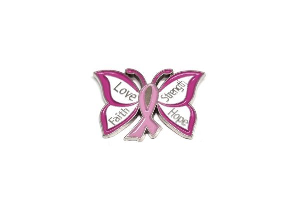 Love Strength Faith Hope Butterfly Ribbon Pin