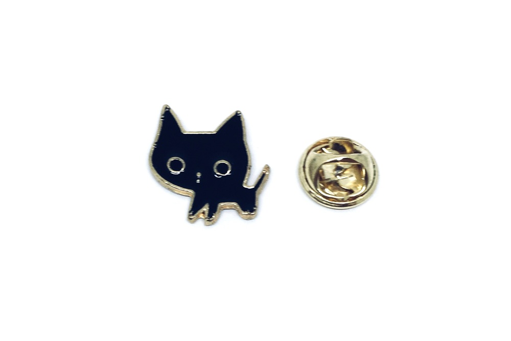 Black Enamel Cat Pin