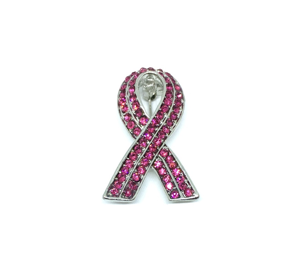 Breast Cancer Rhinestone Brooch Pin