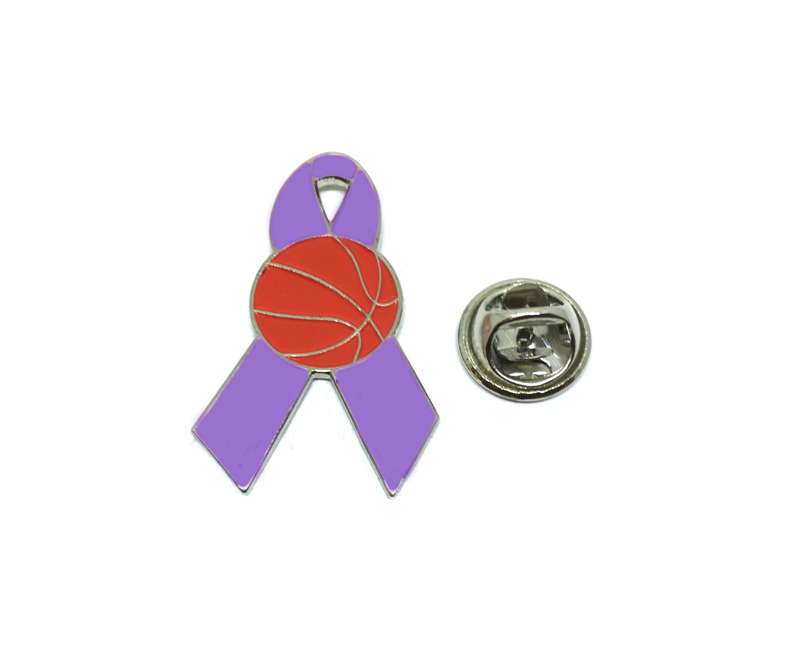 Cancer Ribbon Basketball Pin