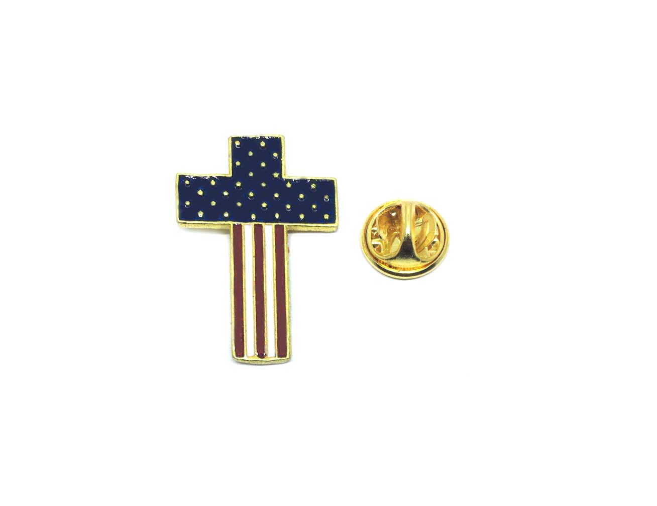 American Flag Cross Lapel Pins