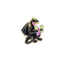 Cartoon Dragon holding Wine Glass Pin