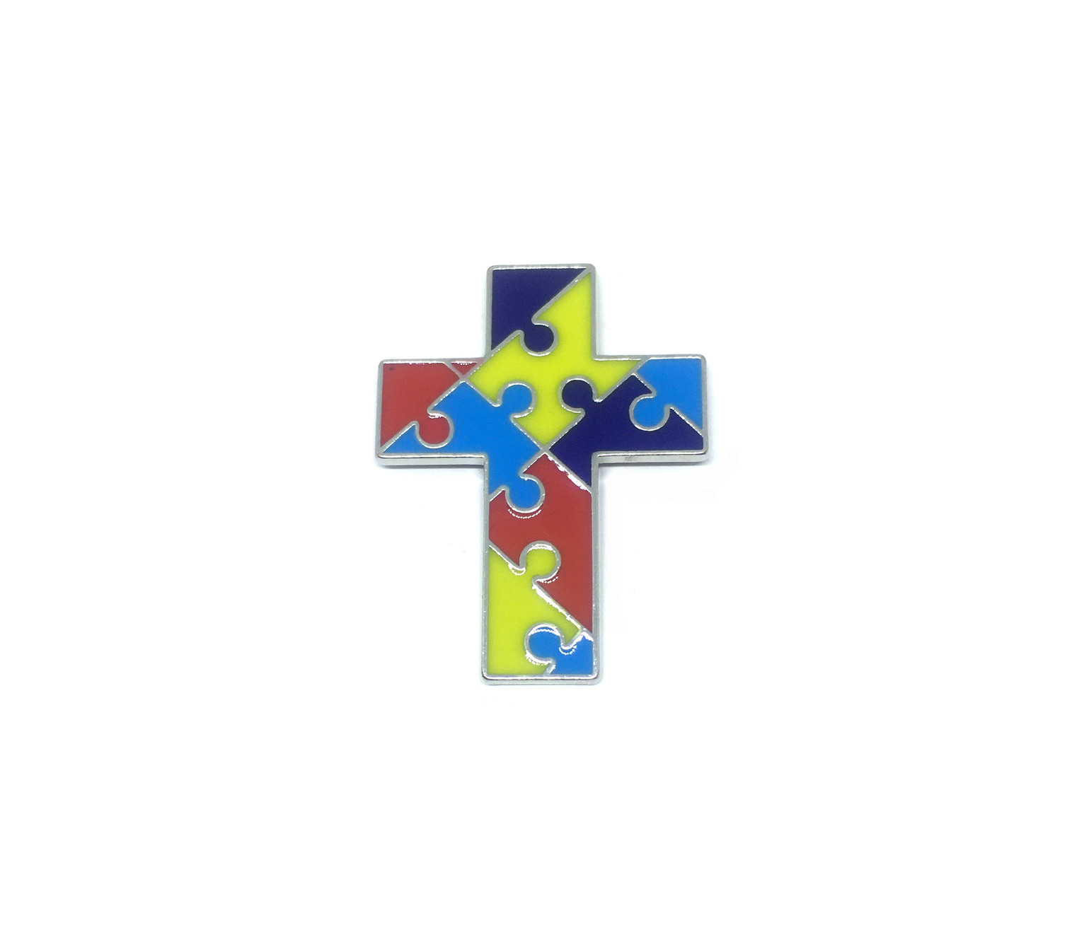 Autism Awareness Cross Pin