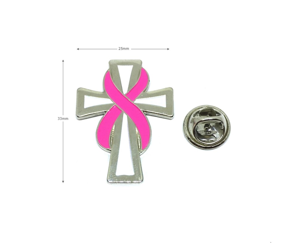 Breast Cancer Cross Ribbon Pin-FAWB-009