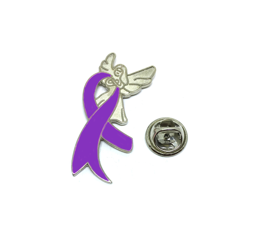 Purple Ribbon Angel Domestic Violence Pin